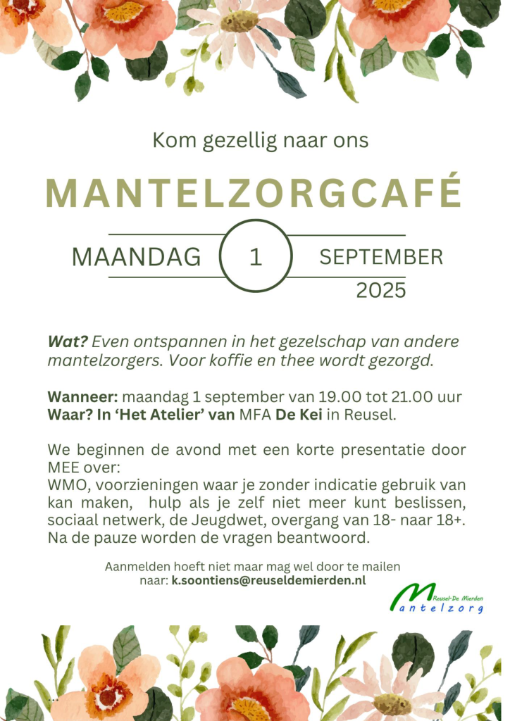 afbeelding van de flyer van het mantelzorgcafé