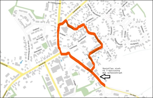 Afbeelding van de plattegrond van de carnavalsroute 2026 in Hoge Mierde