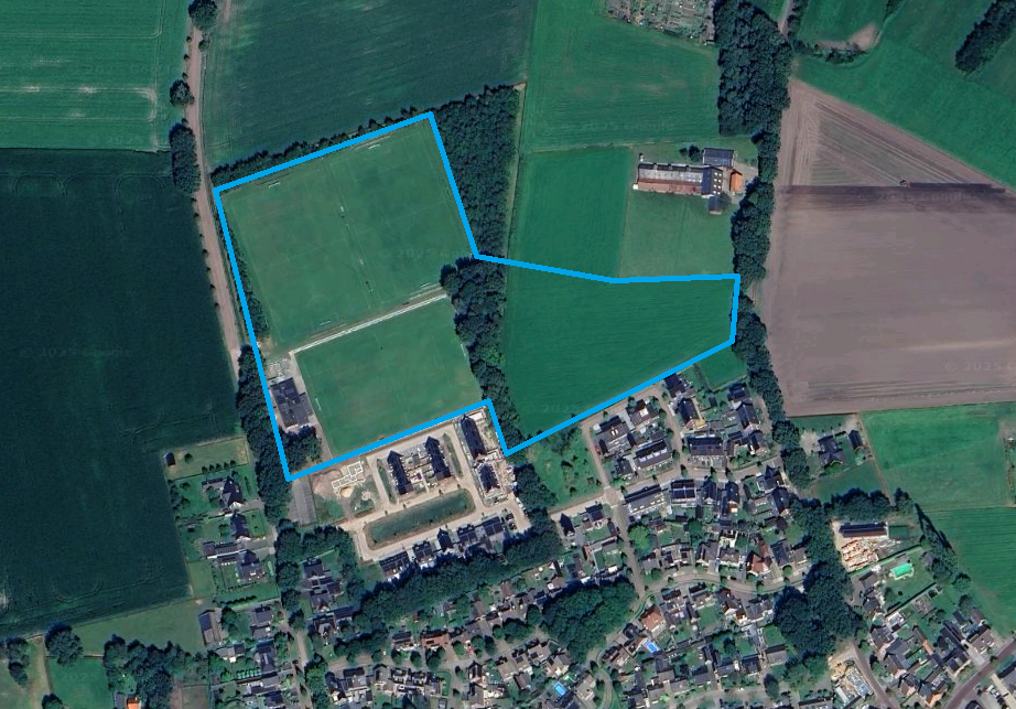 Onderzoeksgebied rondom clubgebouw V.V. Hulsel