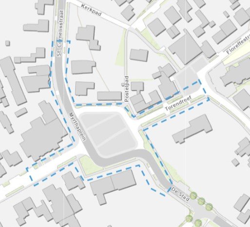 Afbeelding van de plattegrond met wegafsluiting tijdens de kermis