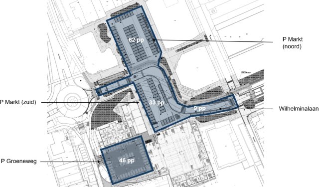 Parkeerplaatsen binnen blauwe zone