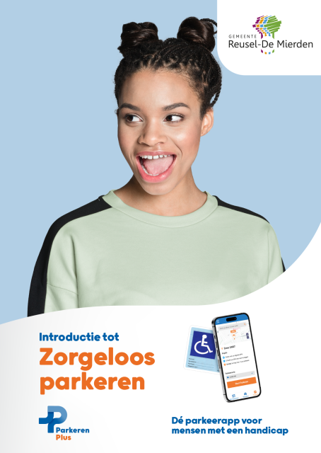 afbeelding van een poster over zorgeloos parkeren met de parkeren plus app