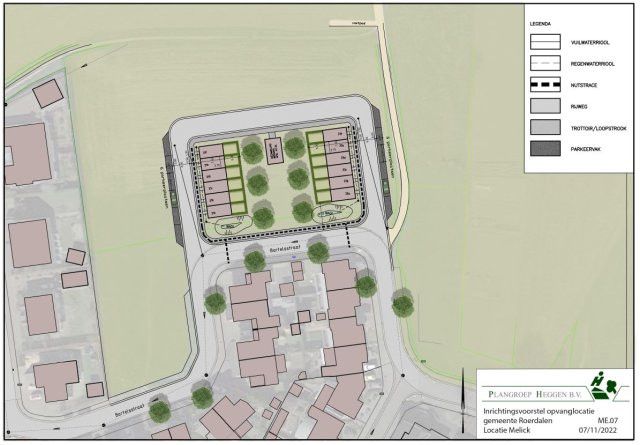 Het inrichtingsplan voor de locatie Bartelsstraat in Melick.