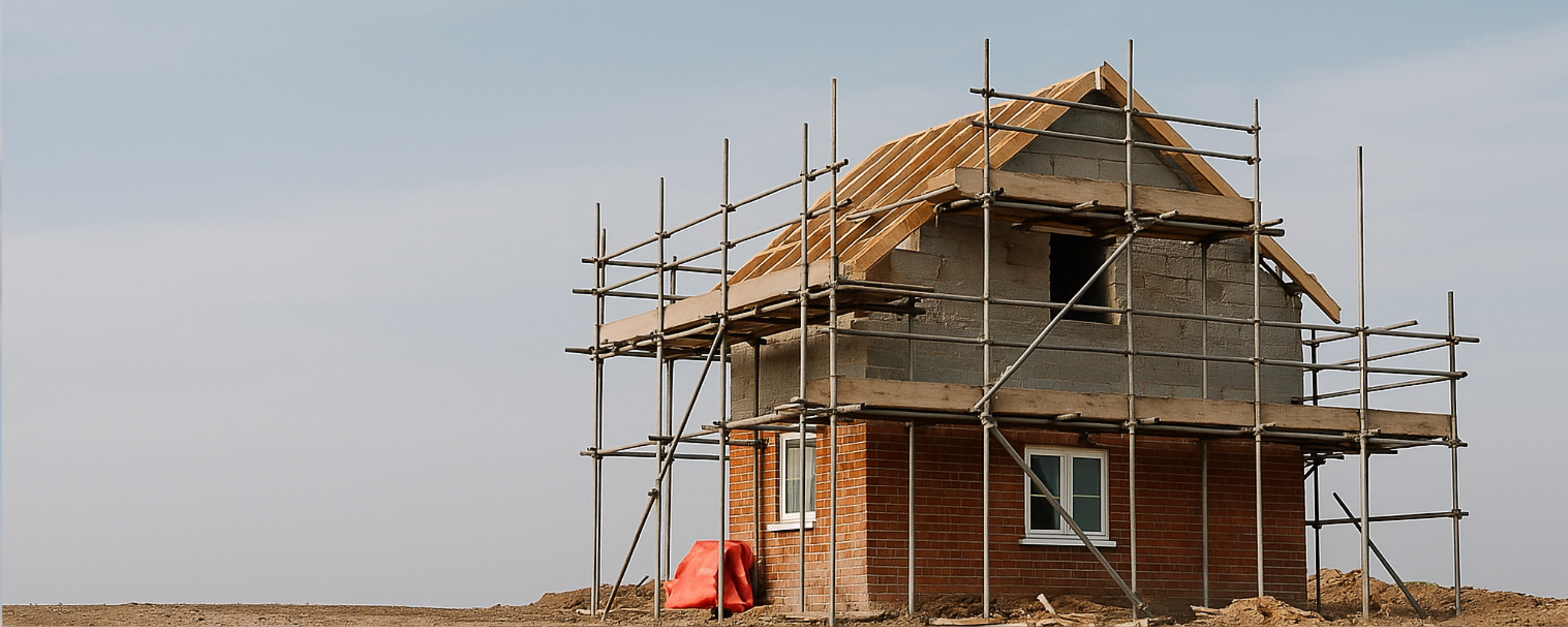 Een huis staat in de steigers.