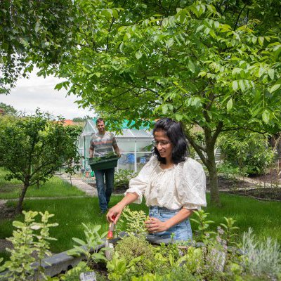 Michael en Susha in de moestuin in Hoensbroek