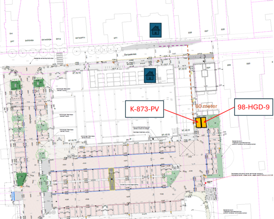 tekening van de locatie invalideparkeerplaats op kenteken