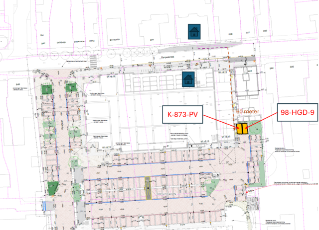 tekening van de locatie invalideparkeerplaats op kenteken