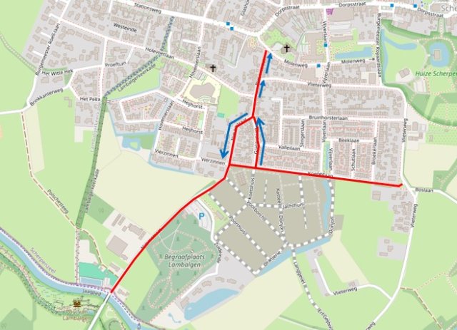 Overzicht van de verkeersmaatregelen op de Nieuwstraat, Grebbelaan en Koepellaan