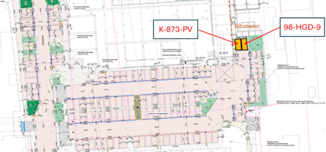 Situatieschets plaatsen borden gehandicaptenparkeerplaats