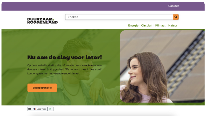 Website van gemeente Koggenland over duurzaamheid