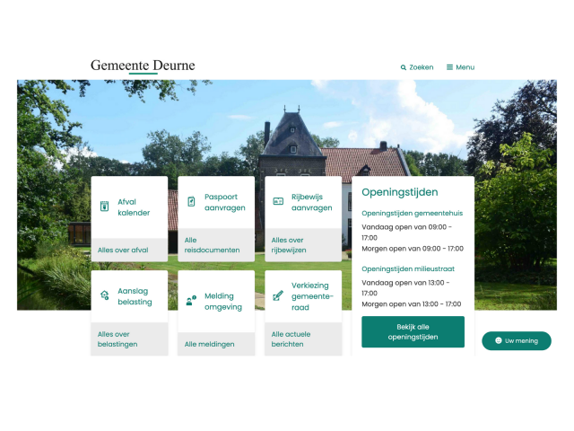 Screenshot front page website deurne