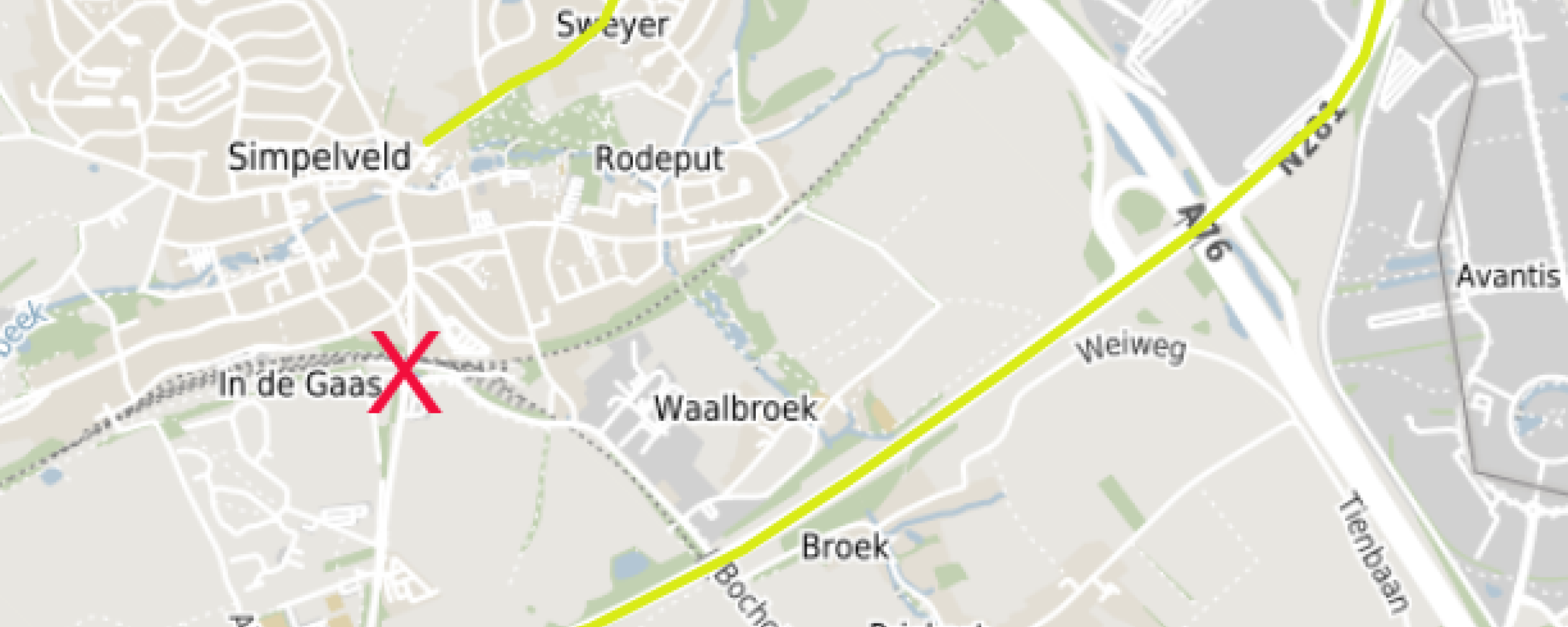 kaart met omleidingsroute