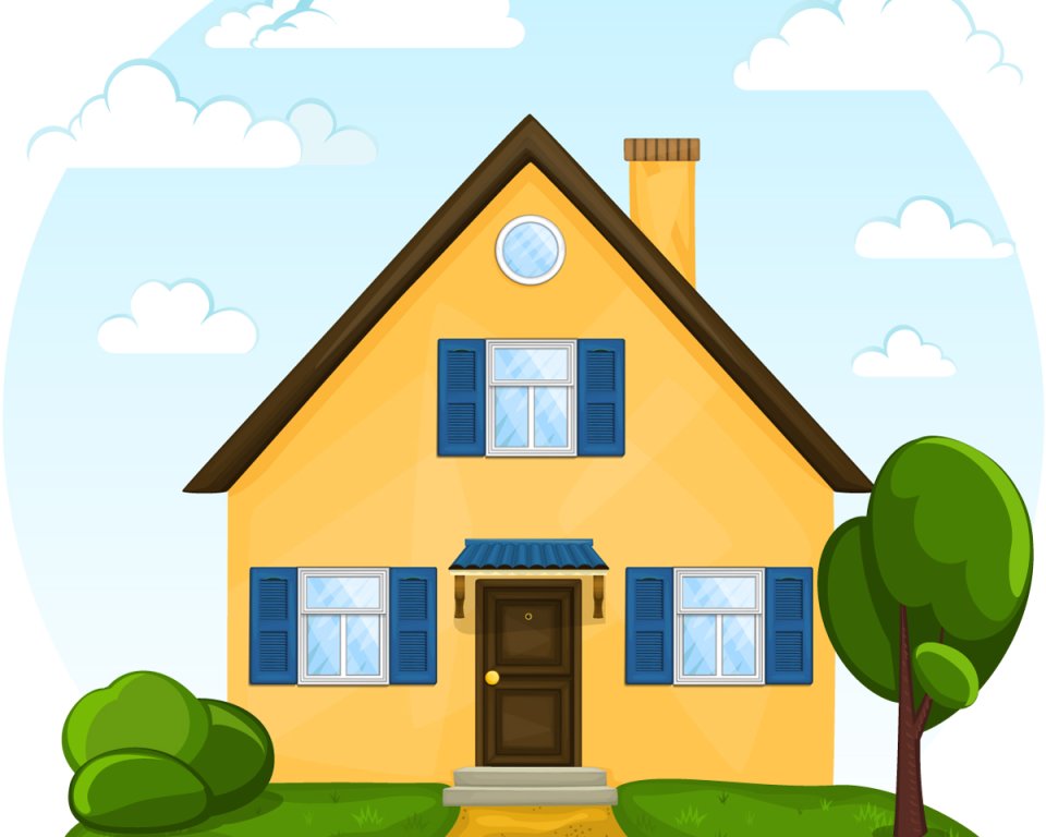illustratie huis met boom