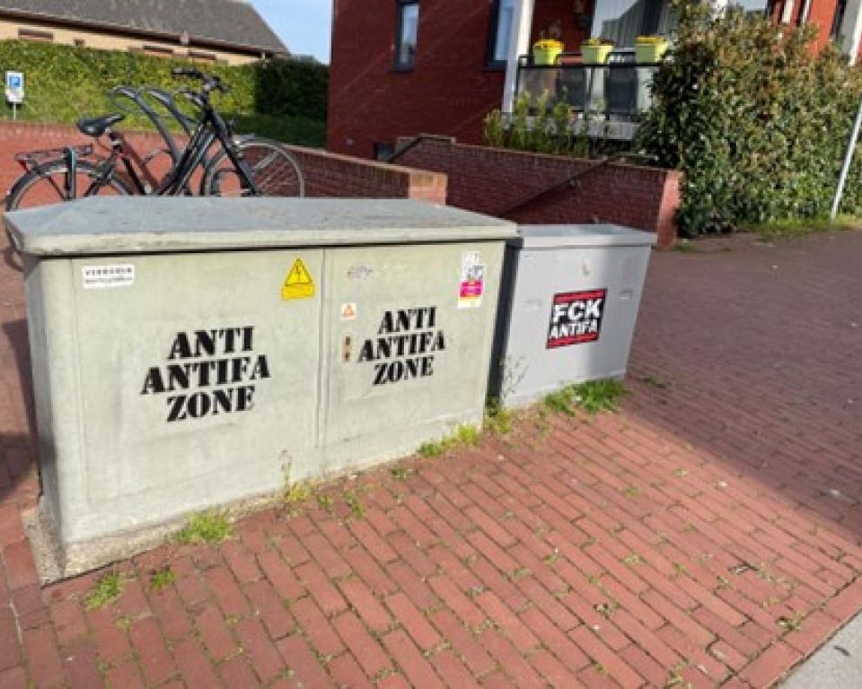 Afbeelding van graffiti op electriciteitskastjes