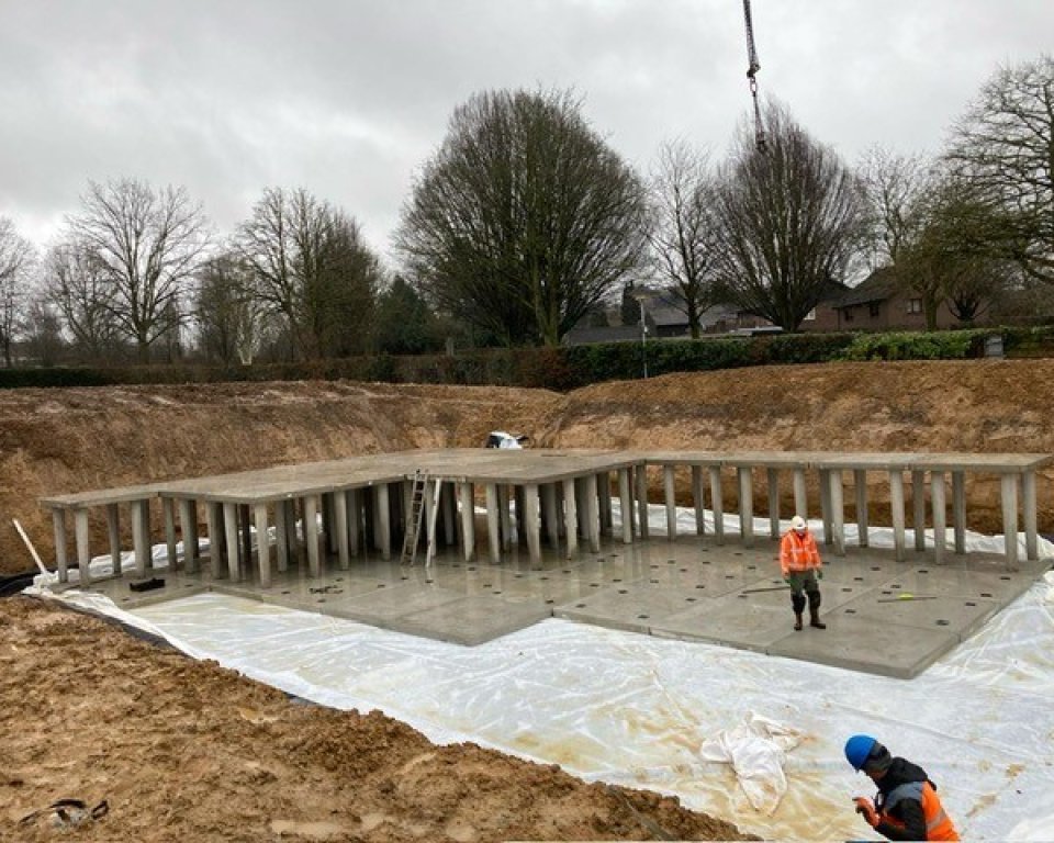 Afbeelding van aanleg ondergrondse kelders voor opvang regenwater