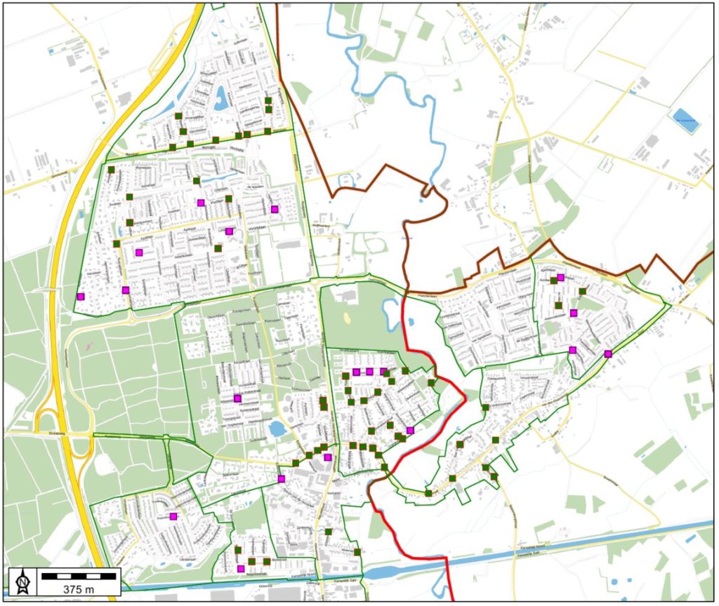 plattegrond met locaties bladkorven