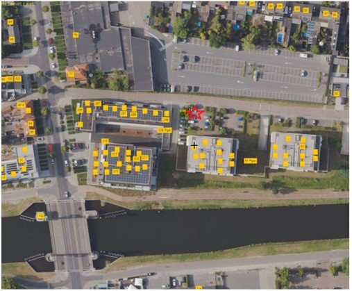 Plattegrond met locatie laadpalen