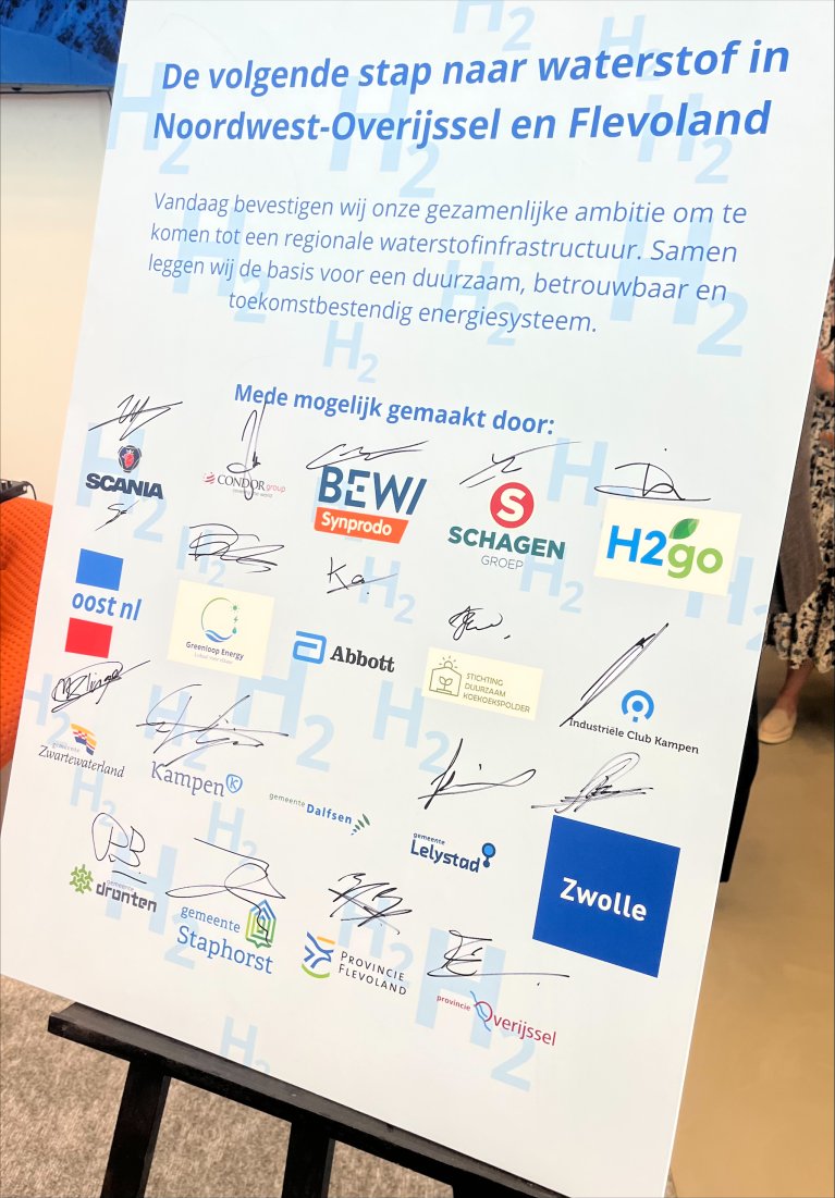 Bord met alle handtekening van de samenwerkingspartners