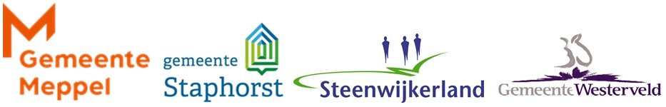 Logo's gemeente Meppel, gemeente Staphorst, gemeente Steenwijkerland en gemeente Westerveld