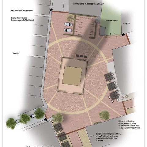 Een schets van het nieuwe ontwerp voor het Brandarisplein.