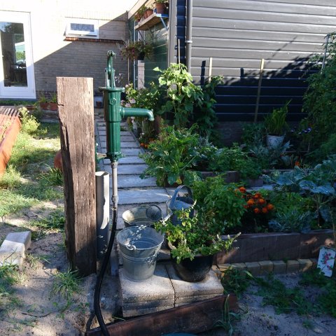 Waterpomp in tuin van Stella en Louis Zandbergen