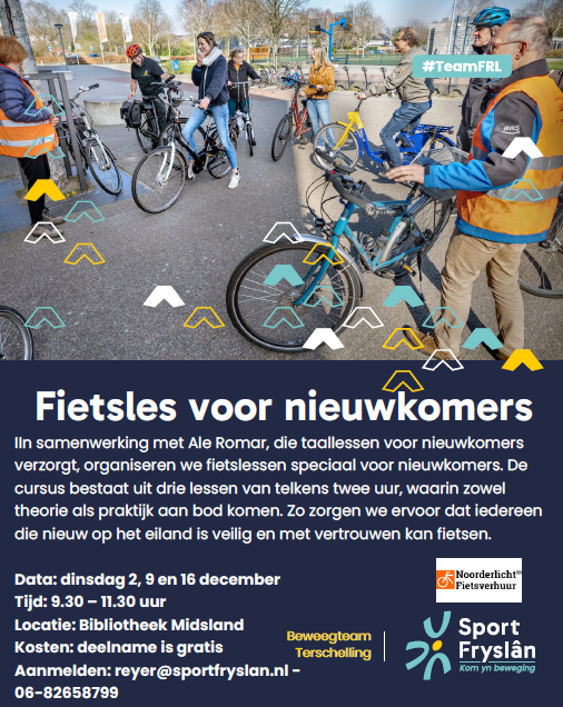 Een opgemaakte flyer over de fietsles