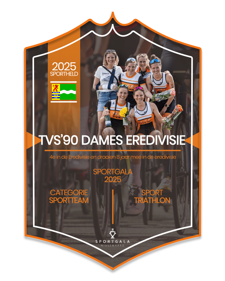 Sportkaart van TVS'90 Dames Eredivisie. Dit team is genomineerd vanwege hun prestatie(s) in triatlon.