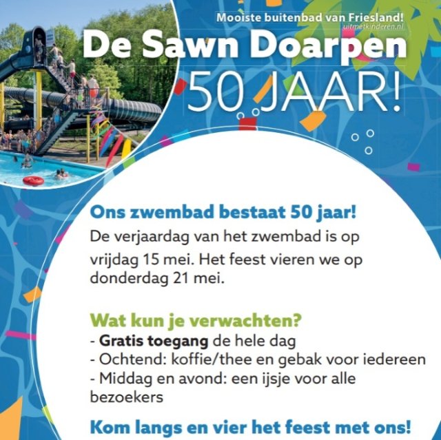 Flyer: 50th Anniversary of De Sawn Doarpen Swimming Pool