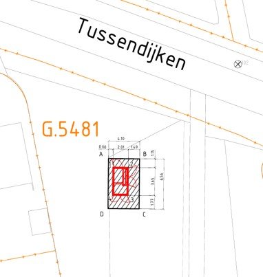 afbeelding perceel grond Tussendijken 33b te Burgum
