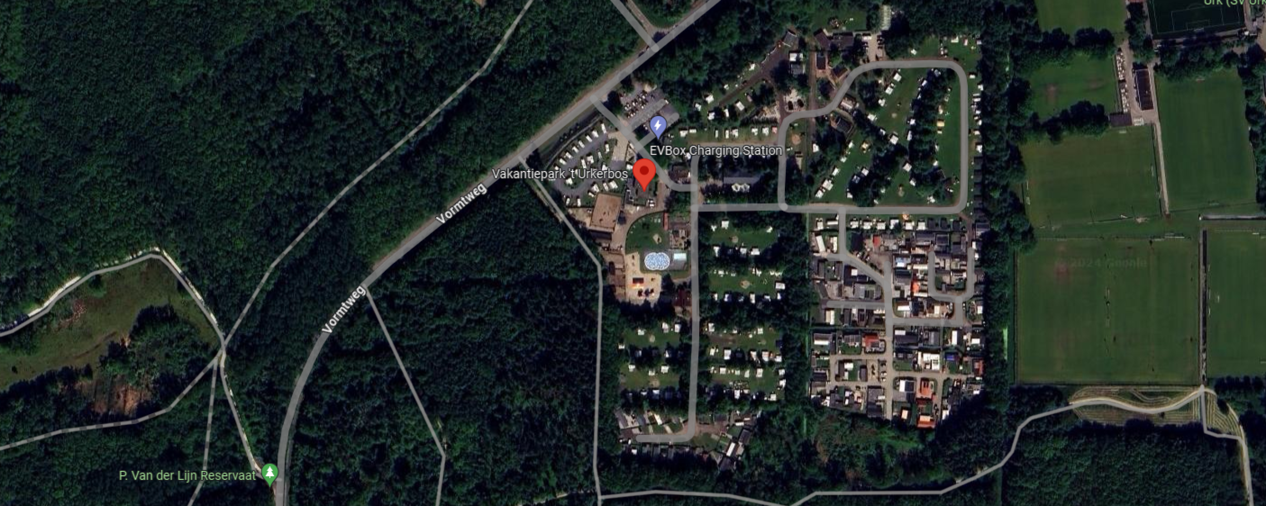 Google Maps afbeelding van de Urker camping en een deel van het Urkerbos