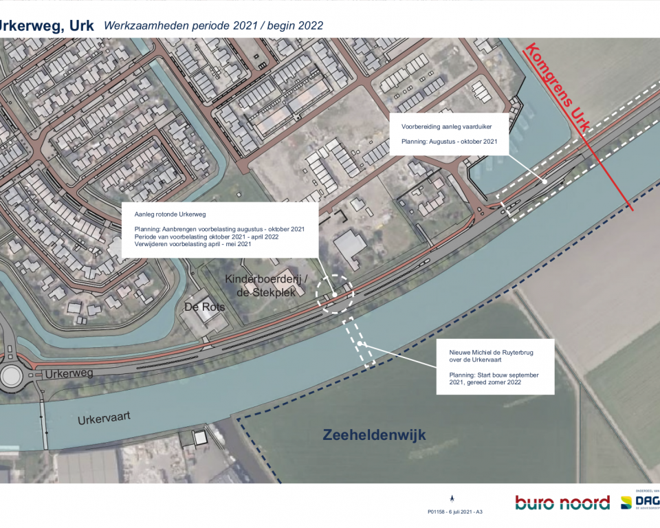 Luchtfoto Urkerweg t.h.v. de nieuw te bouwen Zeeheldenwijk