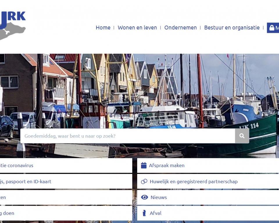 Schermprint website gemeente Urk toptaken