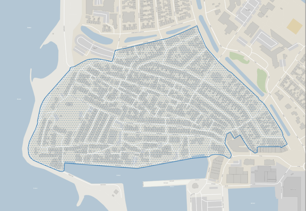 Kaart van de wijken 1 t/m 8 tot aan de Bornholmlaan