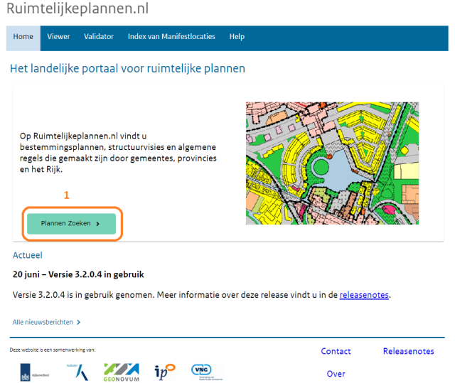 Figuur 1. Startscherm ruimtelijkeplannen.nl
