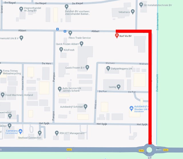 Plattegrond van werkzaamheden Abbert Ensgat Oostwal