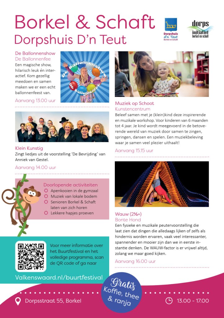 Flyer Buurtfestival met programma Borkel & Schaft