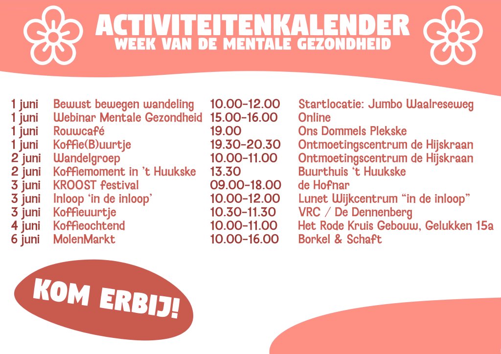 afbeelding van de kalender met de activiteiten