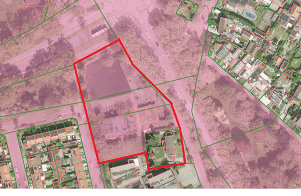 kadastrale kaart en luchtfoto van de ligging van le sage ten broekstraat