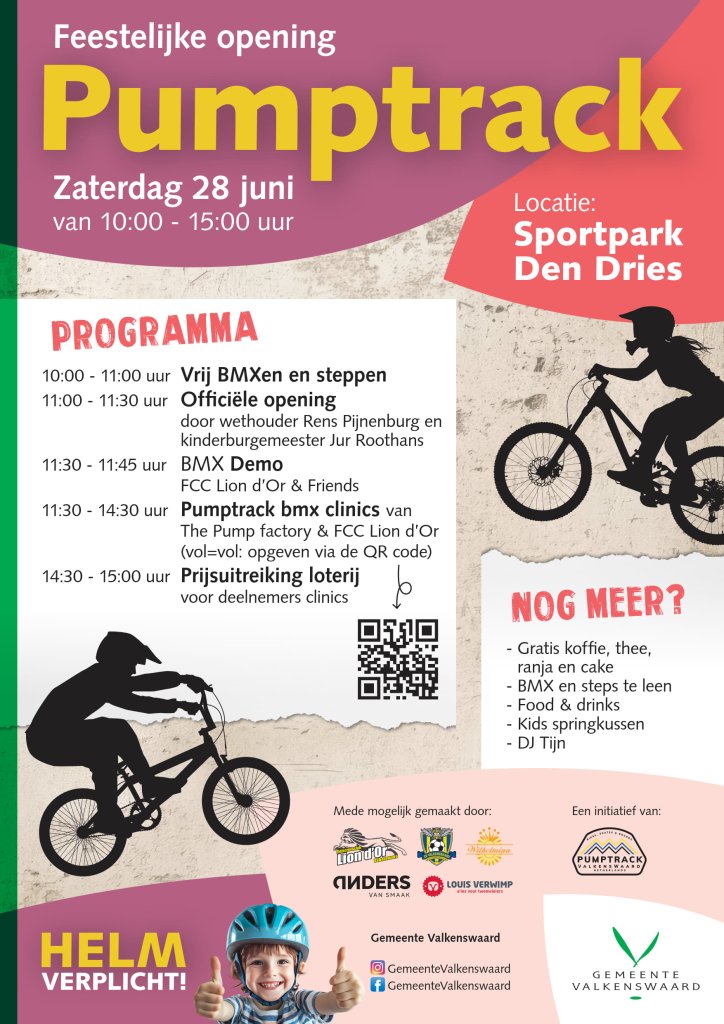 Poster van het openings event van de pumptrack