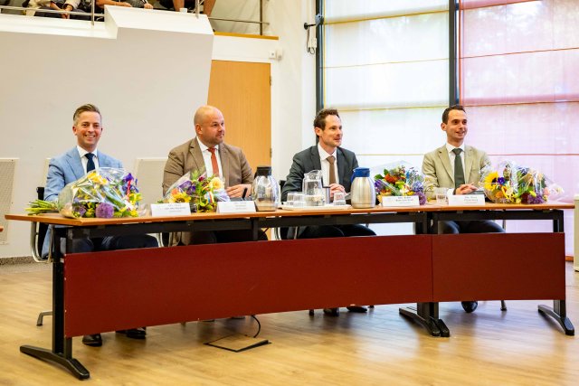 Wethouders van V.l.n.r. R. van den Kerkhof, Jordy Drieman, B.Bots-van Driel en R. Pijnenburg