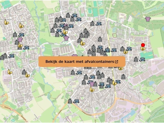 Doorklik n aar kaart met afvalcontainers