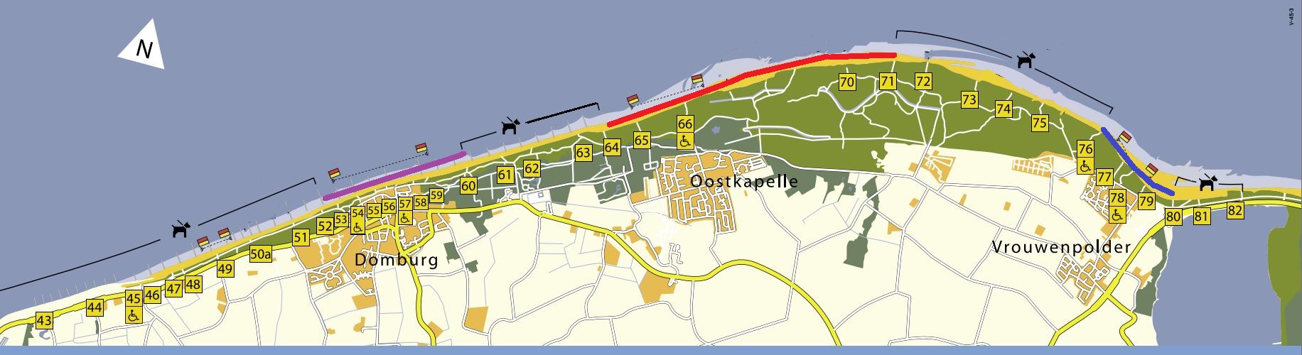 Kaart regels voor honden op het strand