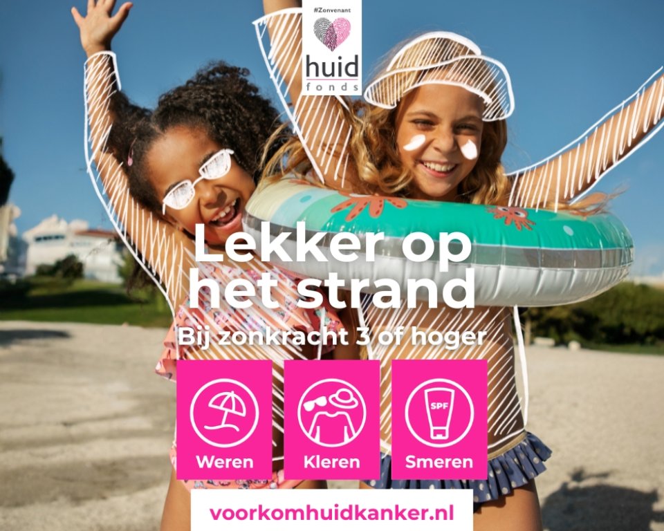Kinderen op het strand - poster Huidfonds