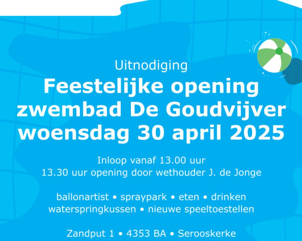 Uitnodiging feestelijke opening zwembad De Goudvijver