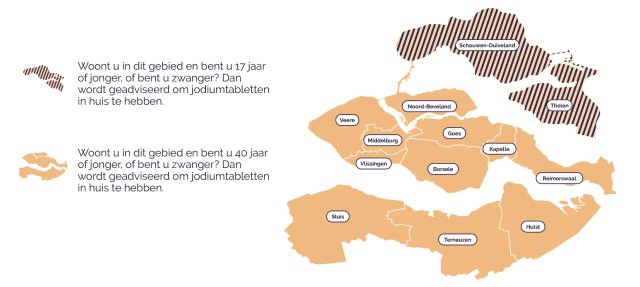 Kaart jodiumtabletten met legenda