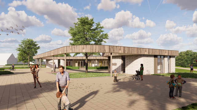 Voorbeeld vooraanzicht kindcentrum Oostkapelle