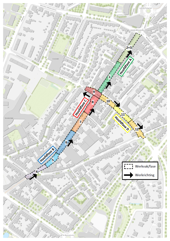 Kaart fasering  Herinrichting Straelseweg 