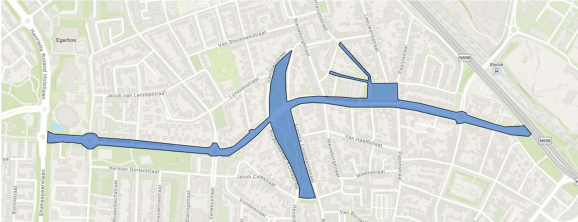 Kaart met aanduiding gebied herinrichting Burgemeester Gommansstraat