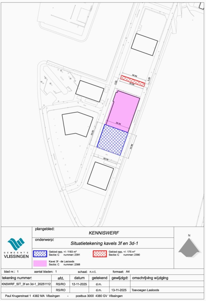 Situatietekening locaties kavels 3f en 3d-1