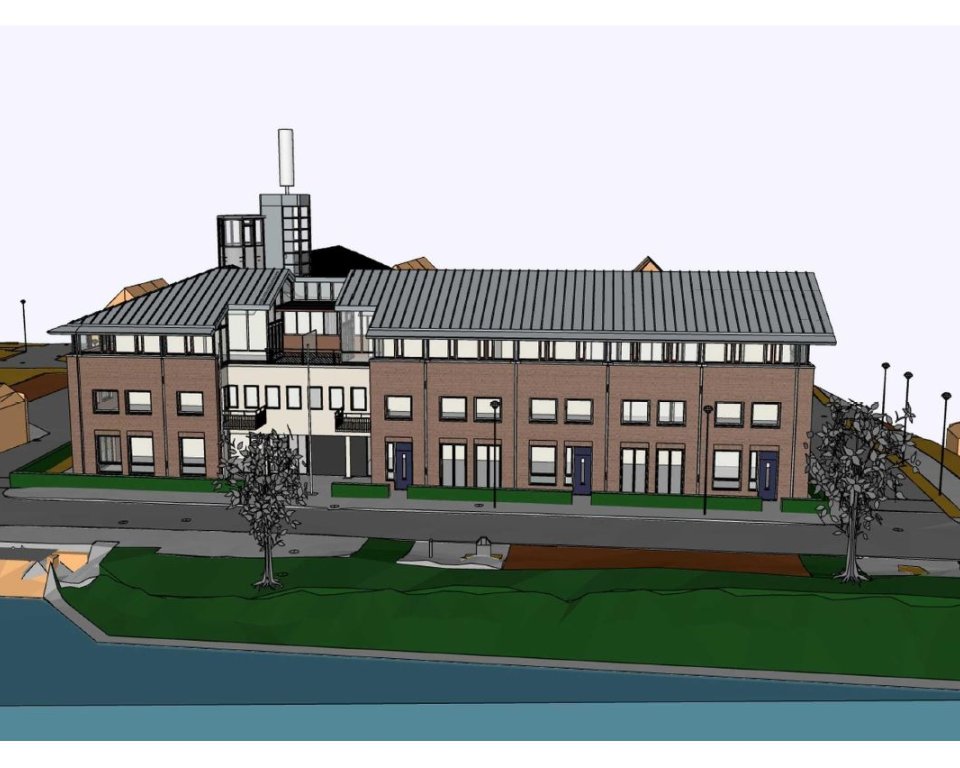 Foto vooraanzicht plan stadskantoor